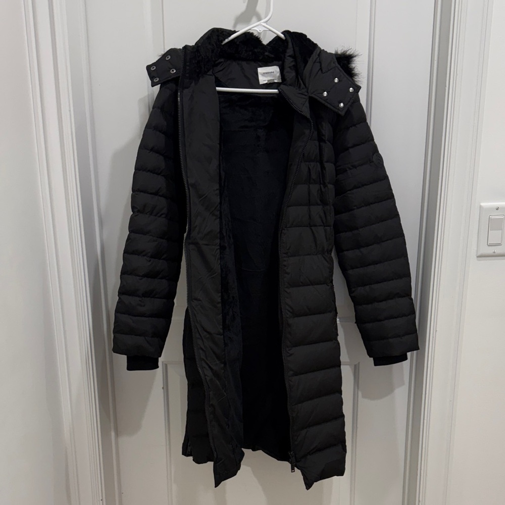 Seraphine Black Puffer Jacket with Maternity insert